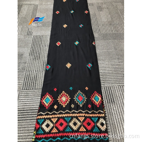 100% Polyester Wool Peach Embroiderd Formal Black Fabrics